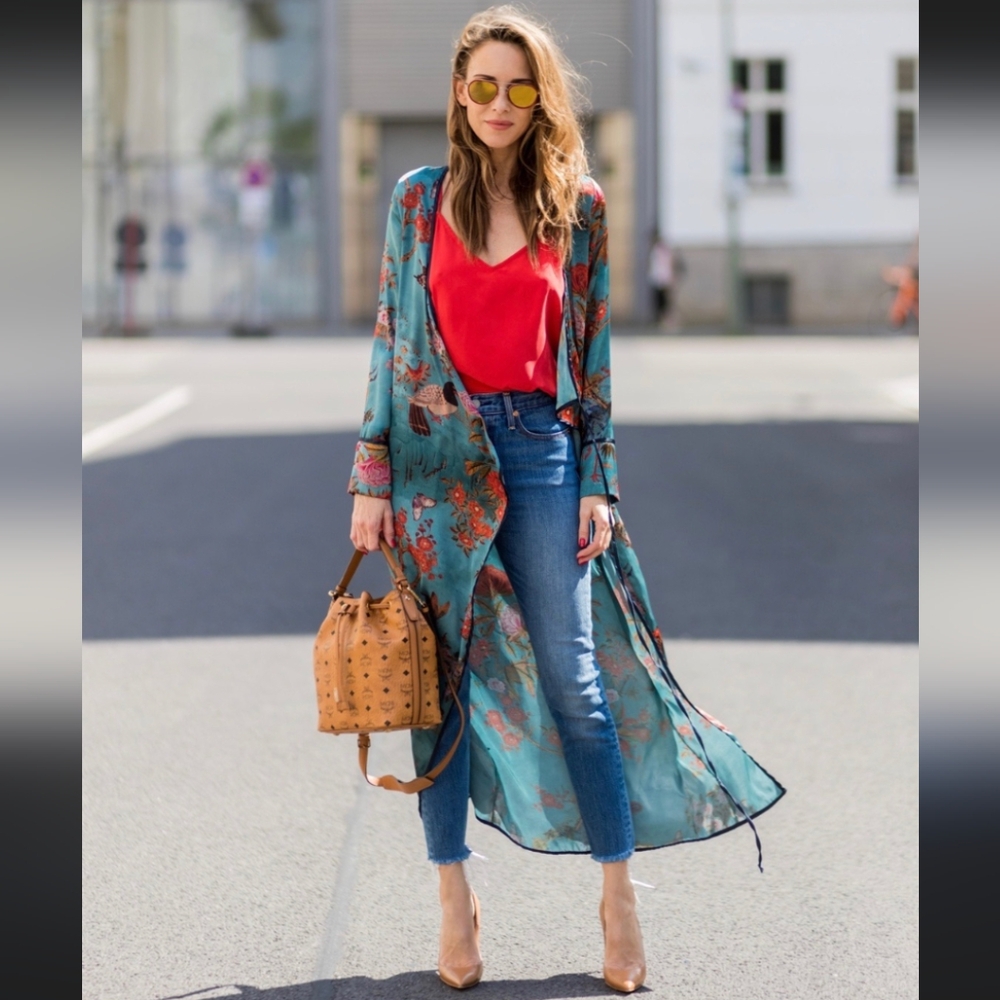 Zara Kimono Printed Tied Wrap Dress